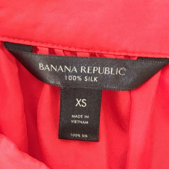 Banana Republic Red Silk Classic Oversized Sleeveless High Neck Blouse Top - XS - Picture 6 of 6